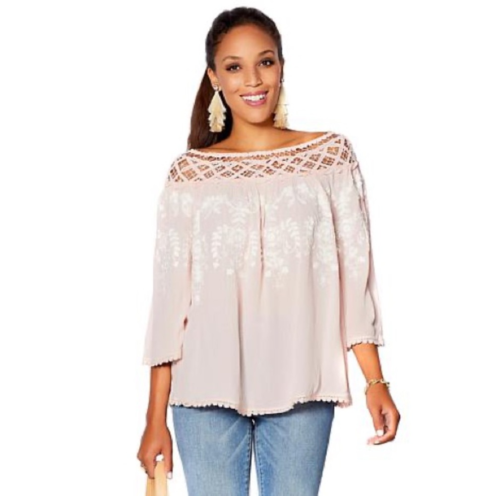Curations Bohemian Romance Embroidered Lace Blouse